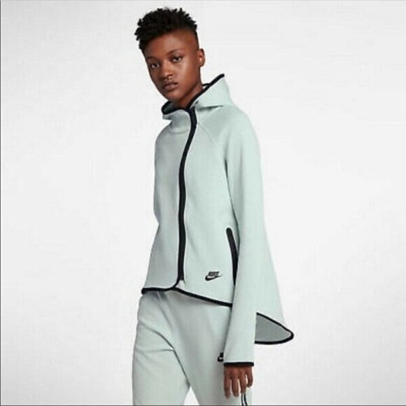 NIKE Tech Mint Seafoam Green High-low Zipup Hoodie Active Jacket Athliesure Coat - Picture 1 of 16
